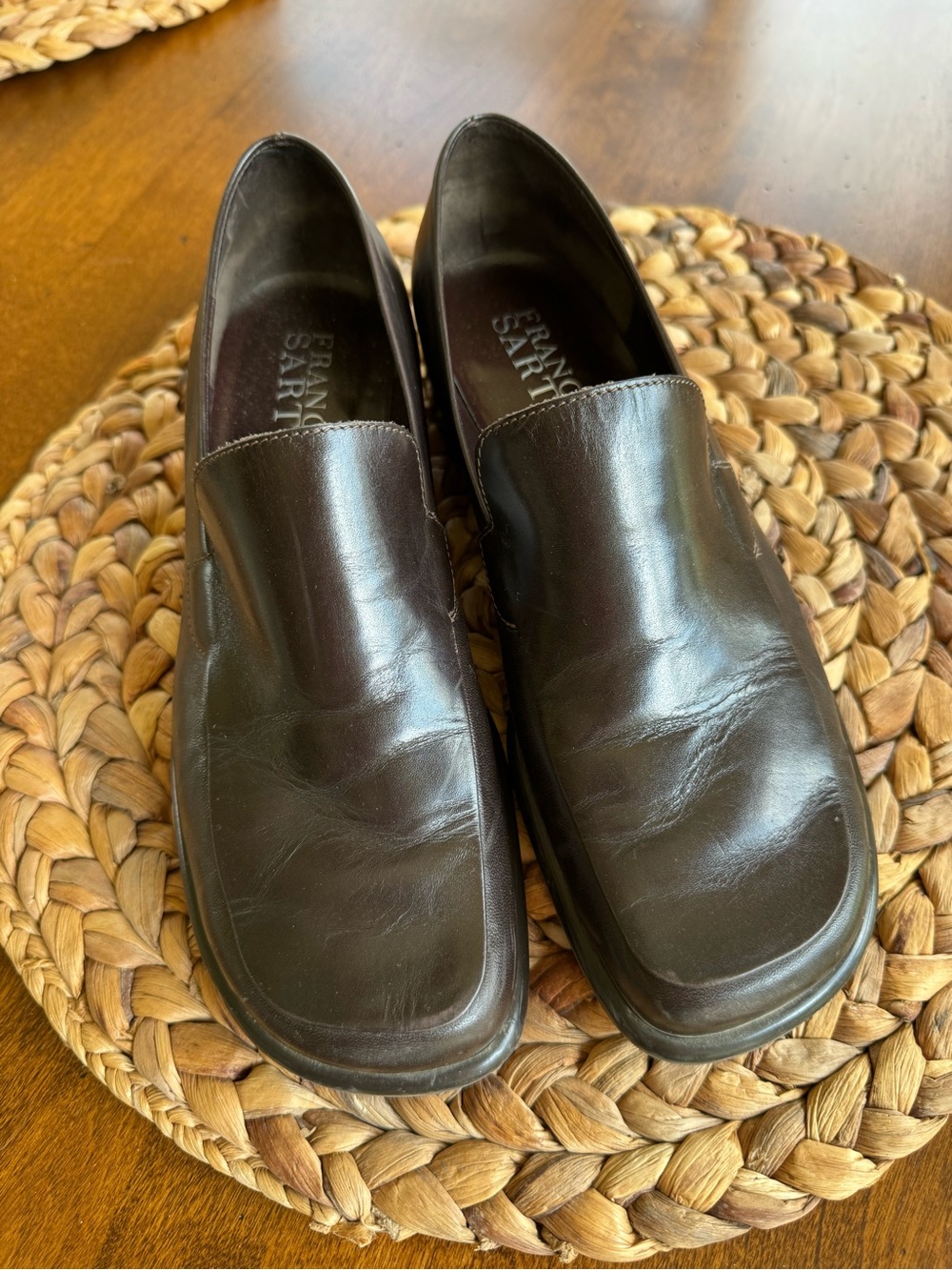 Franco Sarto Brown Leather Slip-On Loafers
